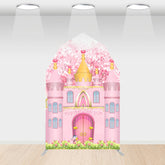 Lofaris Pink Fairy Princess Castle Barn Door Arch Backdrop
